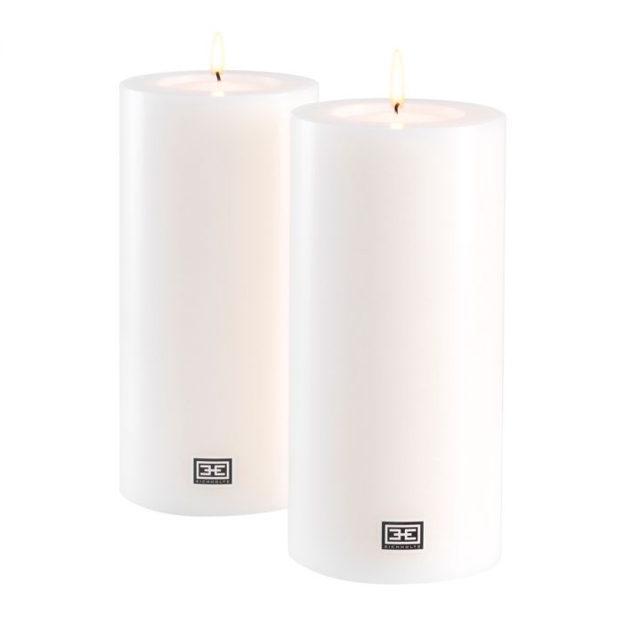 Artificial Candle ø 10 x H. 21 cm white set of 2