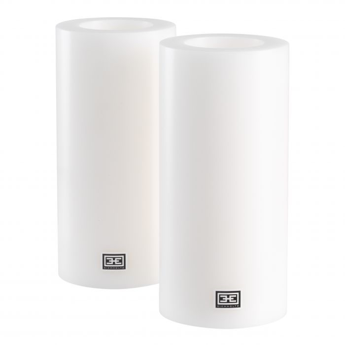 Artificial Candle ø 10 x H. 21 cm white set of 2