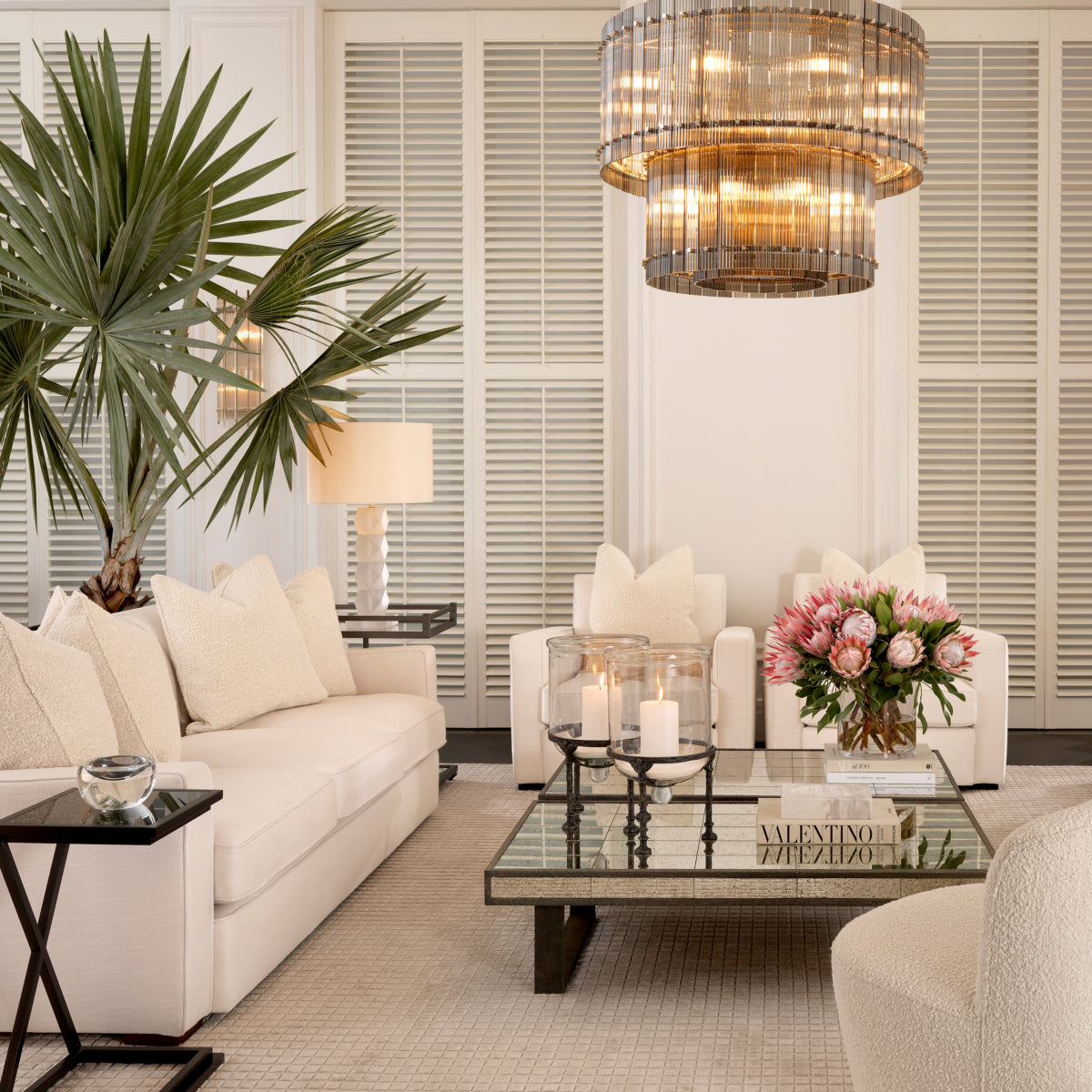 Black Glass Side Table Cross