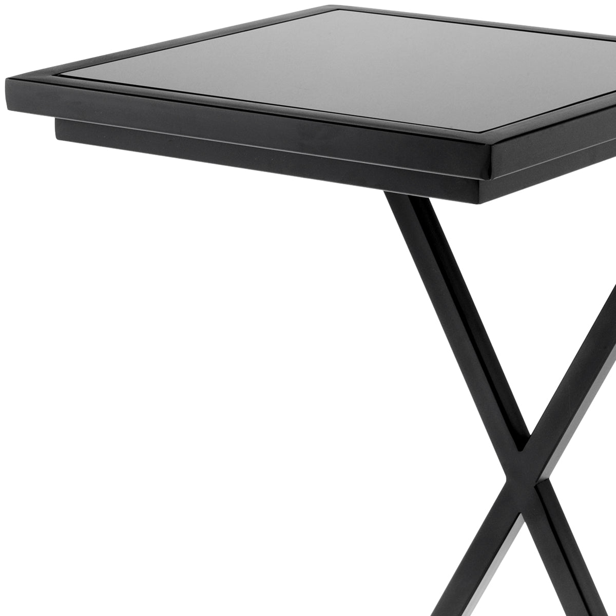 Black Glass Side Table Cross