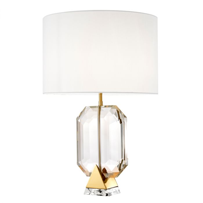 Table Lamp Emerald gold finish incl white shade