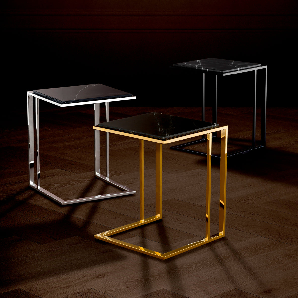 Black L-Shaped End Table Cocktail