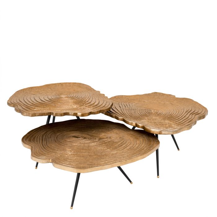 Coffee Table Quercus brass finish set of 3