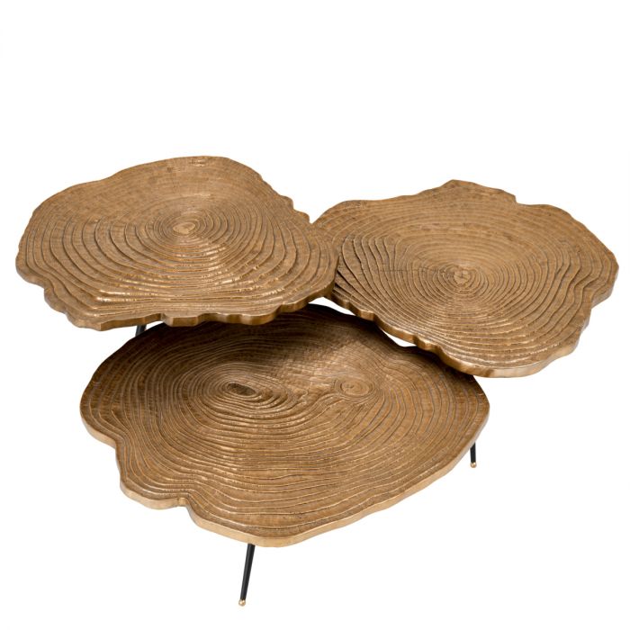 Coffee Table Quercus brass finish set of 3