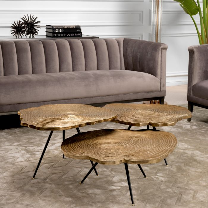 Coffee Table Quercus brass finish set of 3