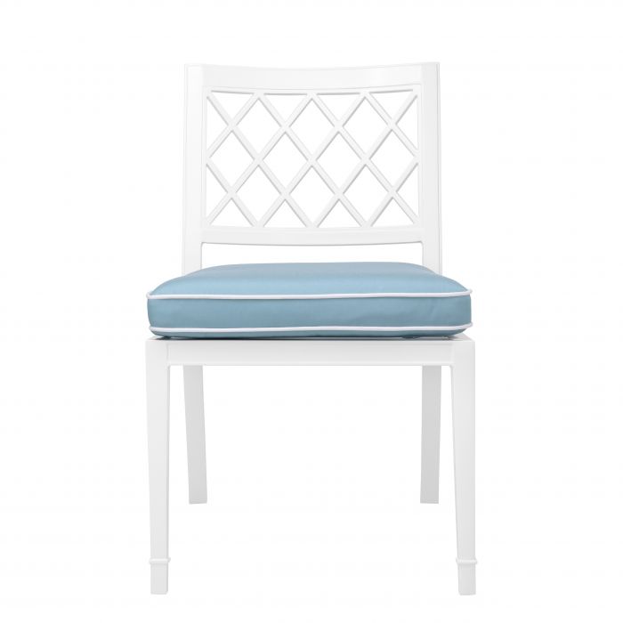 Outdoor Dining Chair Paladium white sunbrella mineral blue