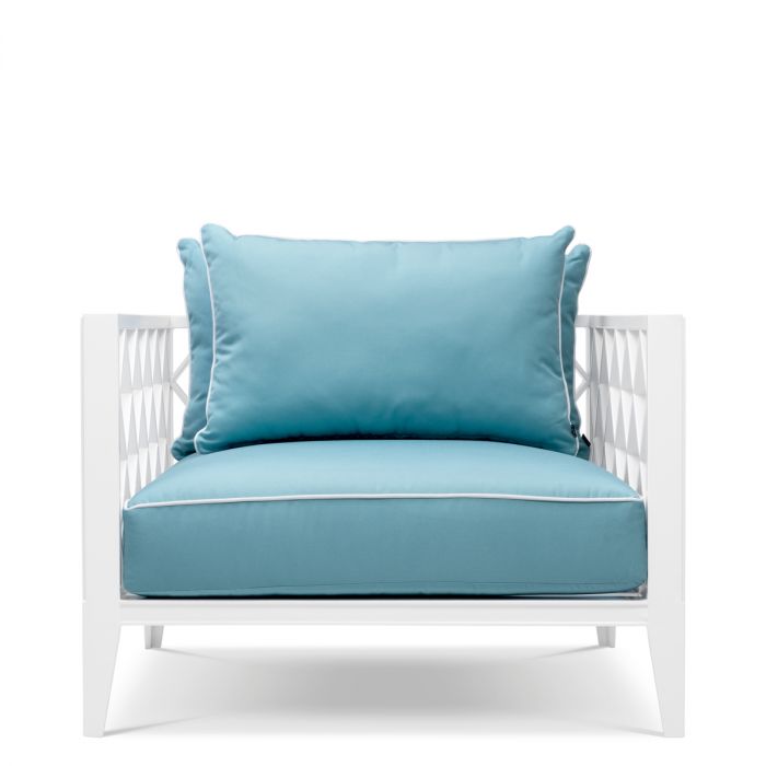 Outdoor Chair Ocean Club white sunbrella mineral blue