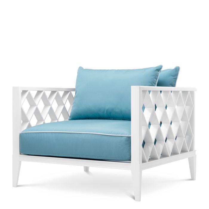 Outdoor Chair Ocean Club white sunbrella mineral blue