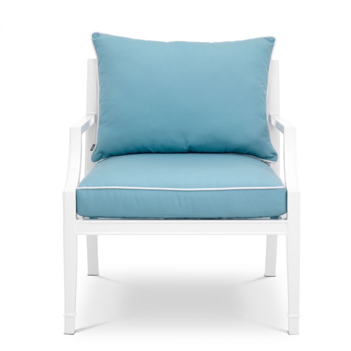 Outdoor Chair Bella Vista white sunbrella mineral blue