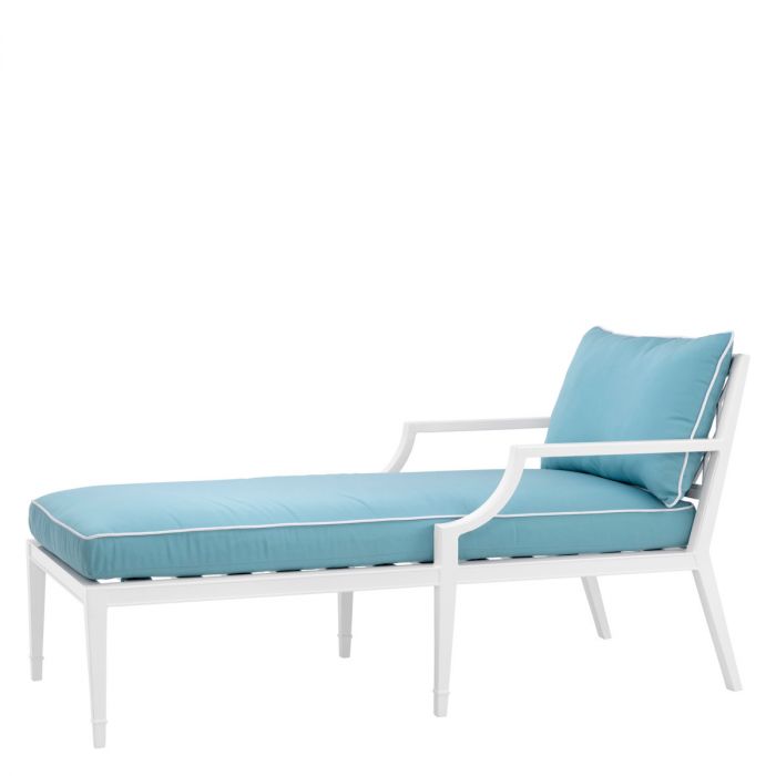 Outdoor Daybed Bella Vista white sunbrella mineral blue