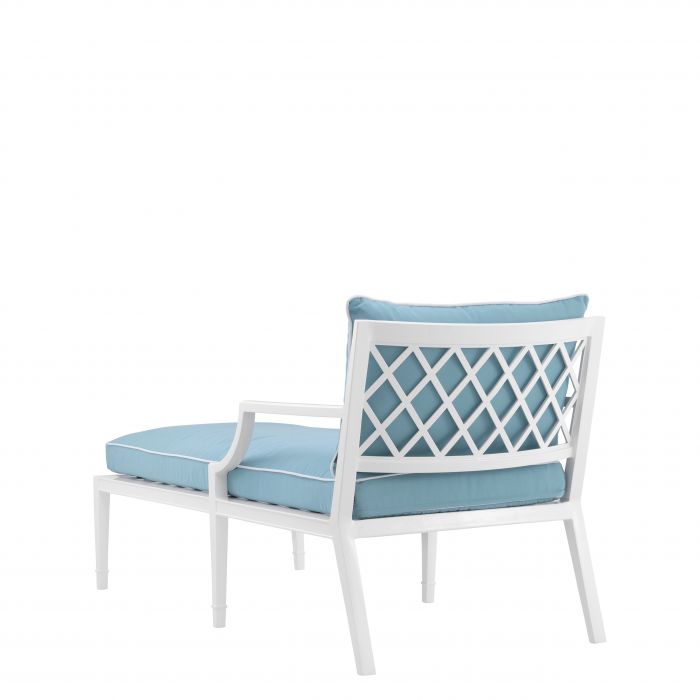 Outdoor Daybed Bella Vista white sunbrella mineral blue