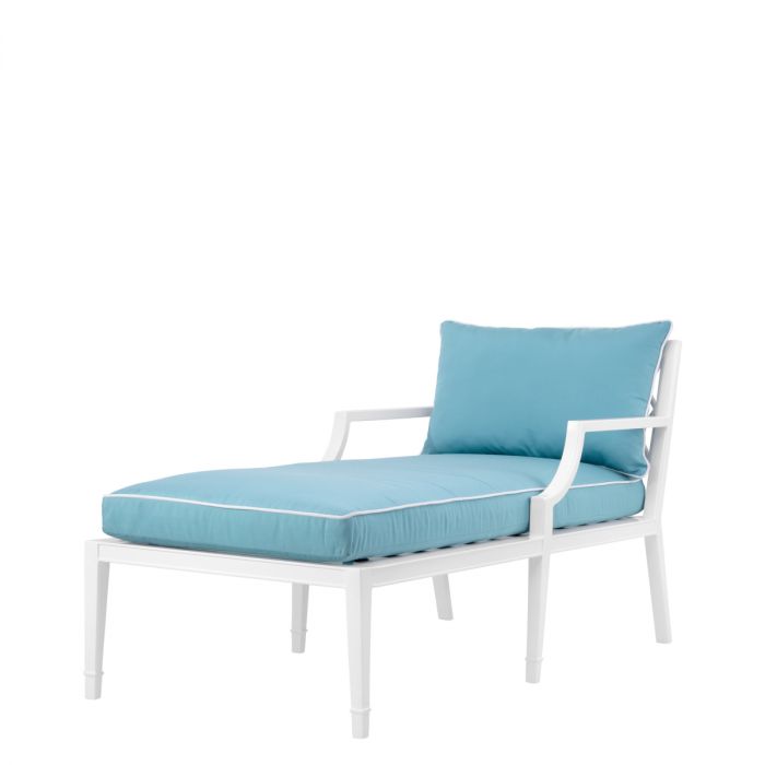 Outdoor Daybed Bella Vista white sunbrella mineral blue