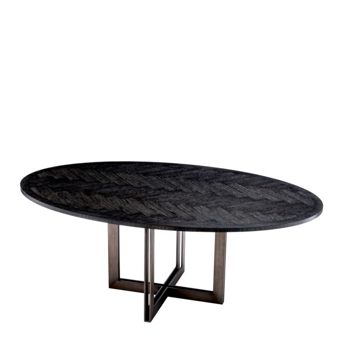 Dining Table Melchior oval charcoal oak veneer