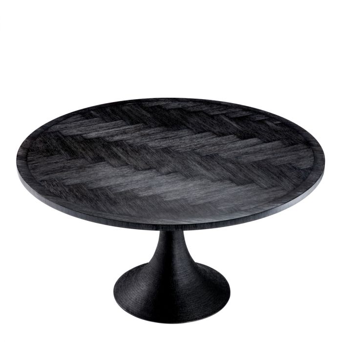 Dining Table Melchior round charcoal oak veneer
