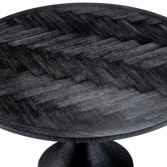 Dining Table Melchior round charcoal oak veneer
