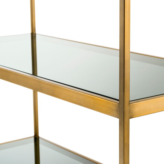 Cabinet Omega brushed brass finish smoke glass