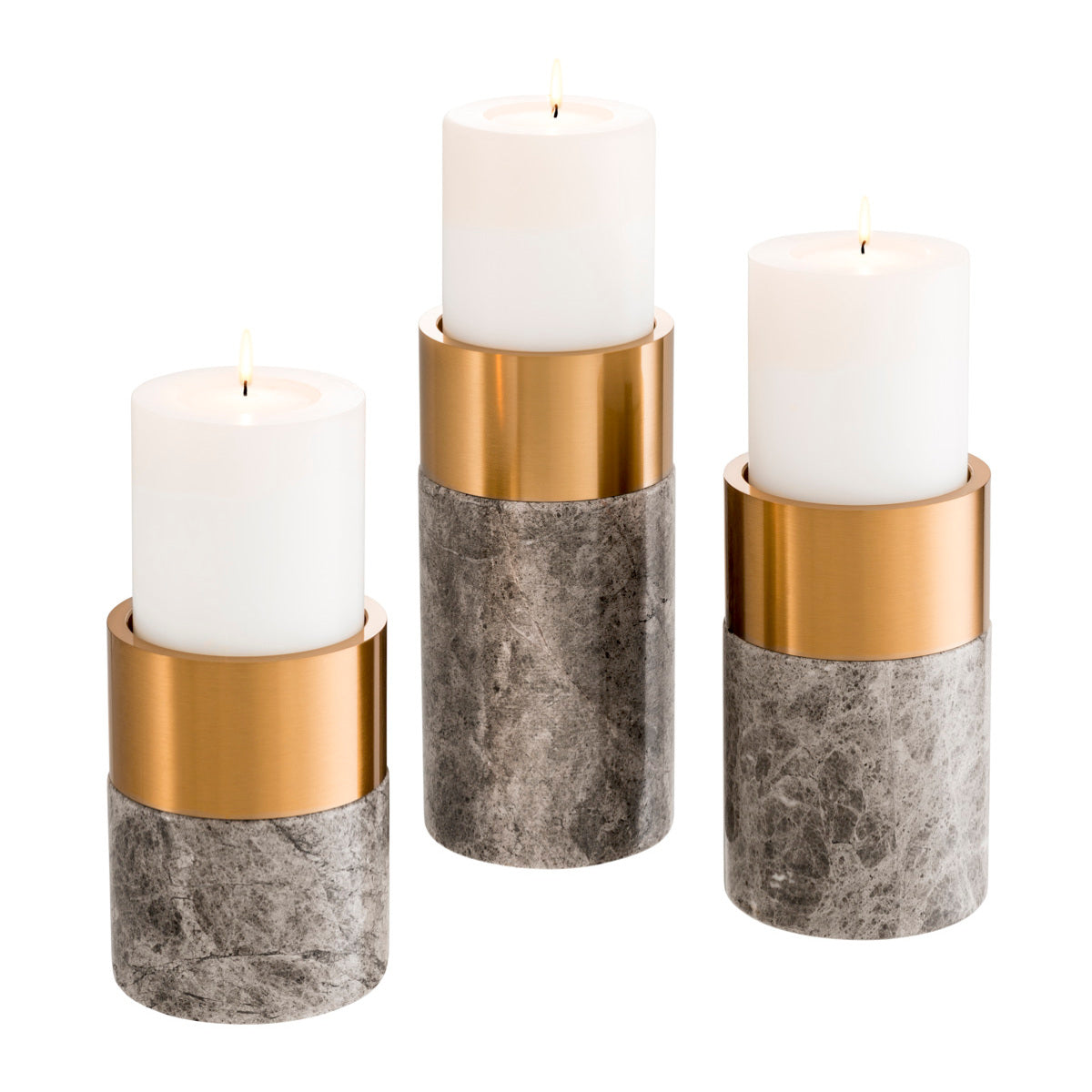 Gray Marble Candle Holder Set (3) Sierra