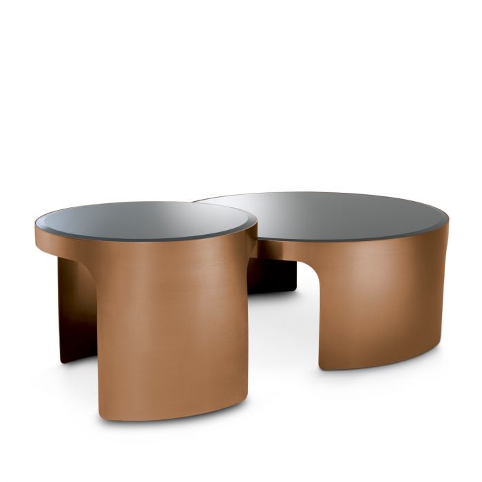 Coffee Table Piemonte brush copper finish set of 2