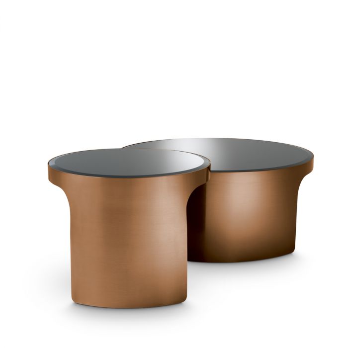 Coffee Table Piemonte brush copper finish set of 2