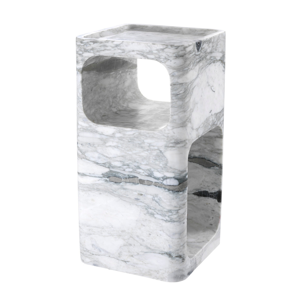 Honed White Marble Stone Side Table Adler