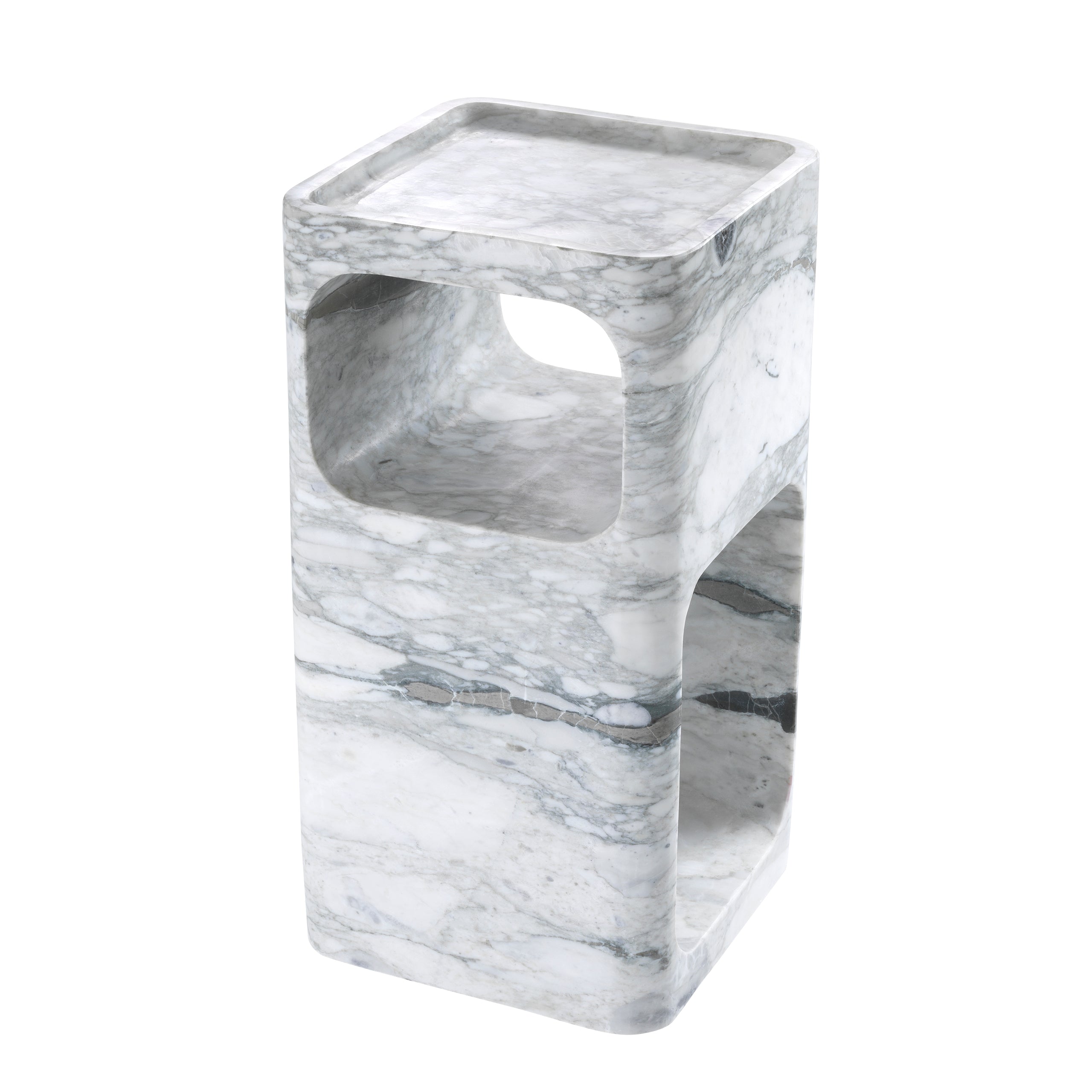Honed White Marble Stone Side Table Adler