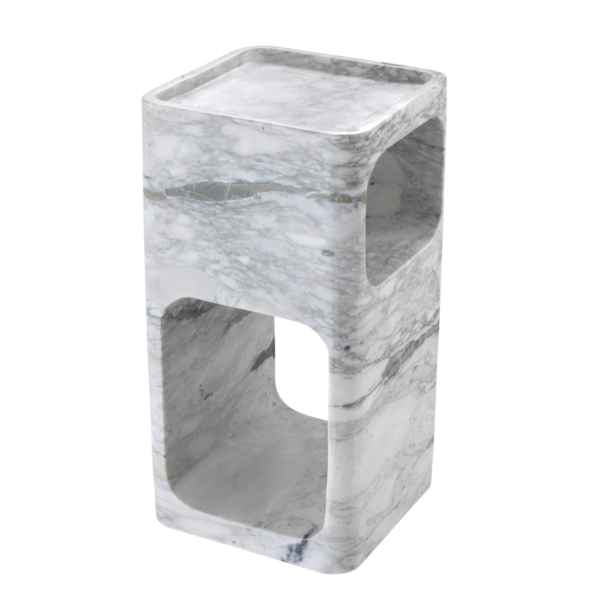 Honed White Marble Stone Side Table Adler