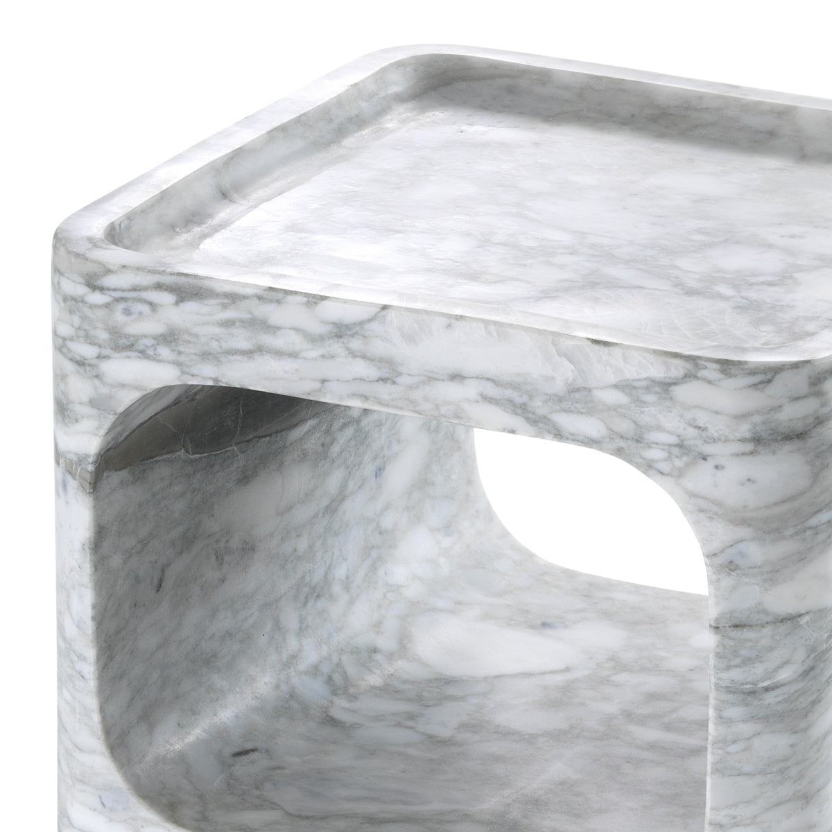 Honed White Marble Stone Side Table Adler