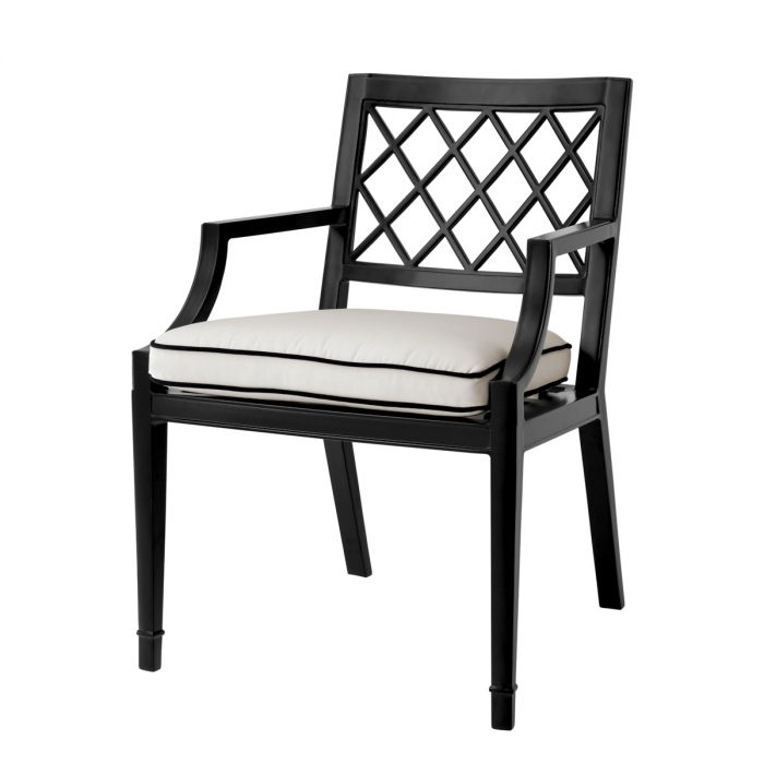 Outdoor Dining Chair Paladium with arm black sunbrella canvas