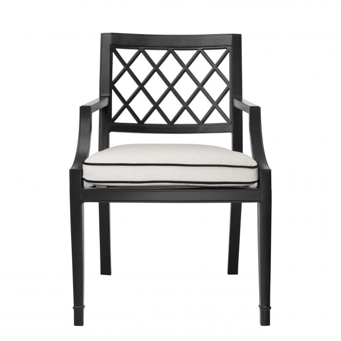 Outdoor Dining Chair Paladium with arm black sunbrella canvas