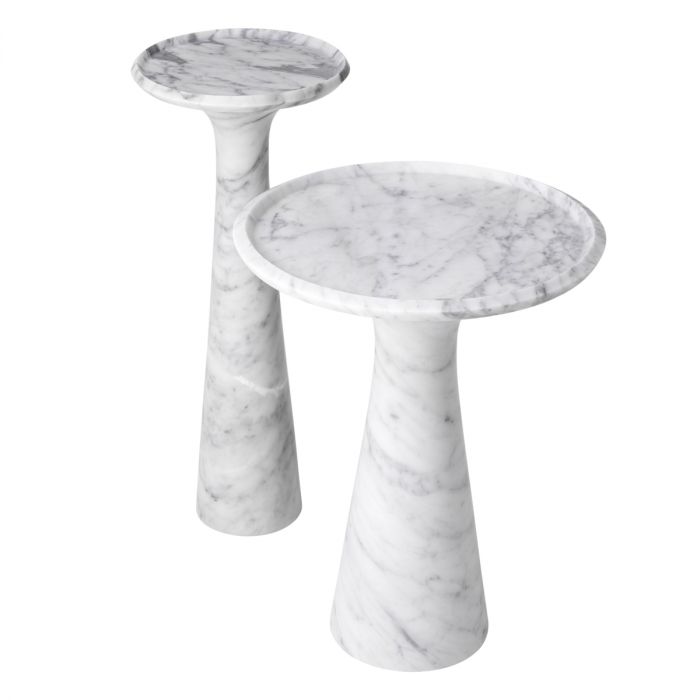 Side Table Pompano high white carrera marble
