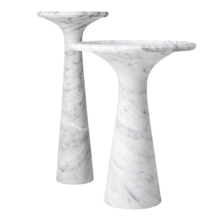 Side Table Pompano high white carrera marble