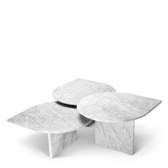 Coffee Table Naples white carrera marble set of 3