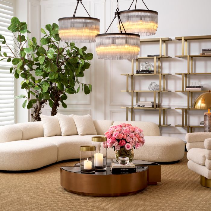 Coffee Table Astra brushed copper finish set of 2