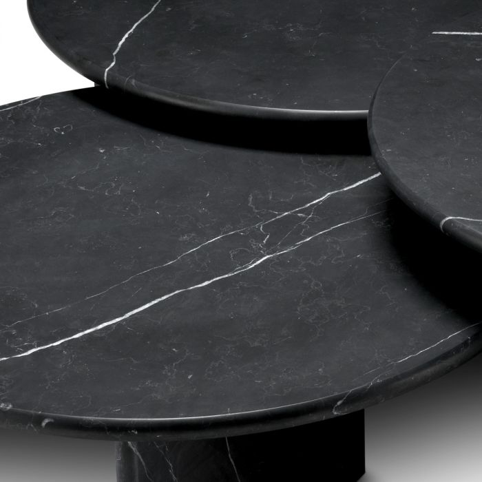 Coffee Table Naples honed black marble set of 3