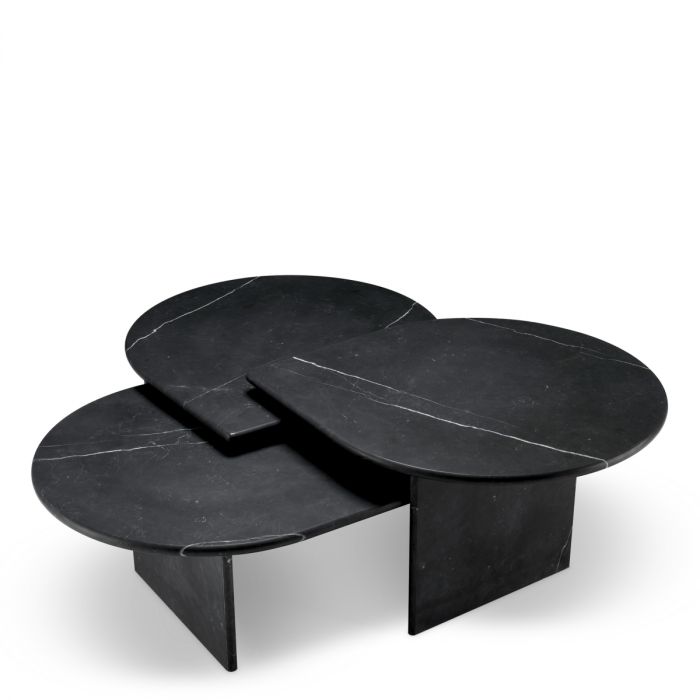 Coffee Table Naples honed black marble set of 3