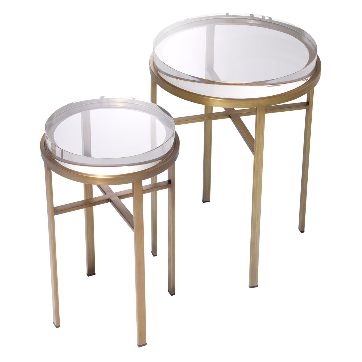 Brushed Brass Round Side Tables (2) Hoxton