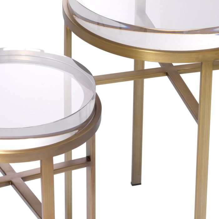 Side Table Hoxton brushed brass finish set of 2