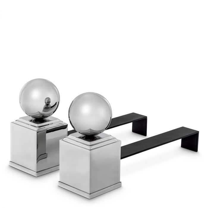Andiron Viviers nickel finish set of 2