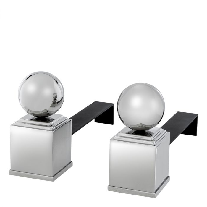 Andiron Viviers nickel finish set of 2