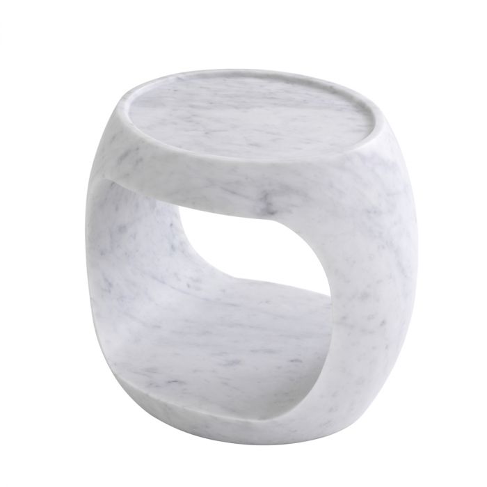 Side Table Clipper low honed white marble