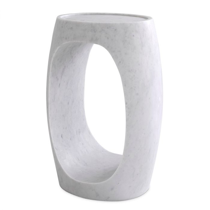 Side Table Clipper high honed white marble
