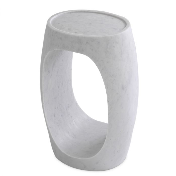 Side Table Clipper high honed white marble
