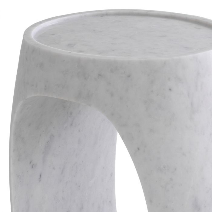 Side Table Clipper high honed white marble