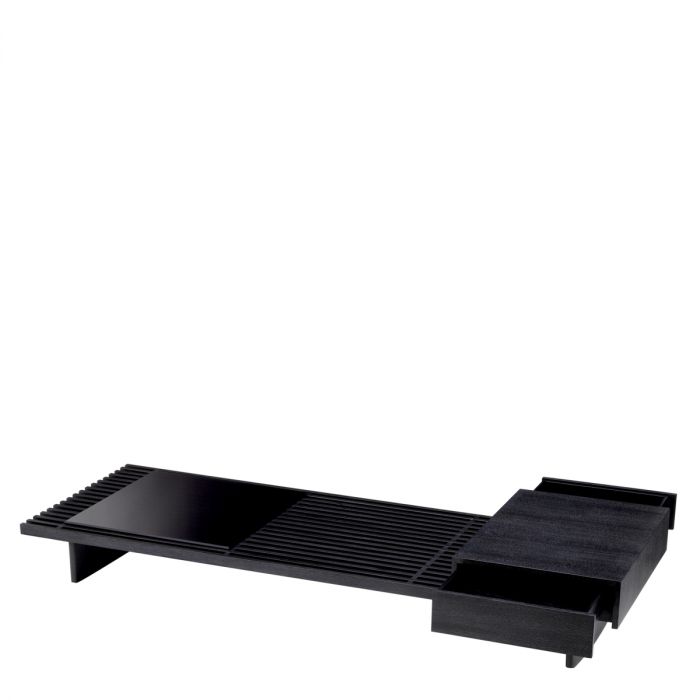 Coffee Table The Crest charcoal grey oak veneer incl glass top