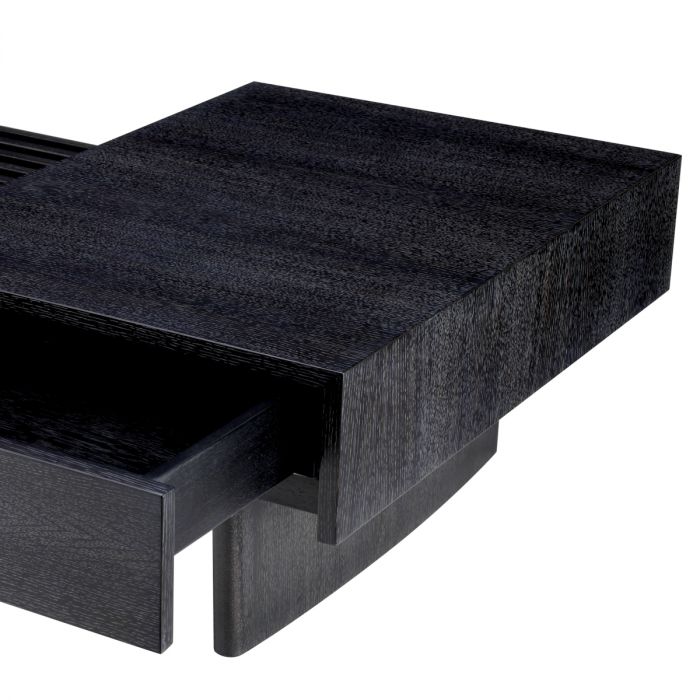 Coffee Table The Crest charcoal grey oak veneer incl glass top