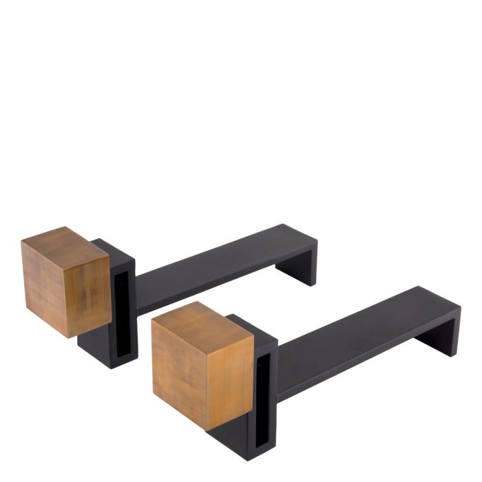 Andiron Chitry vintage brass finish set of 2