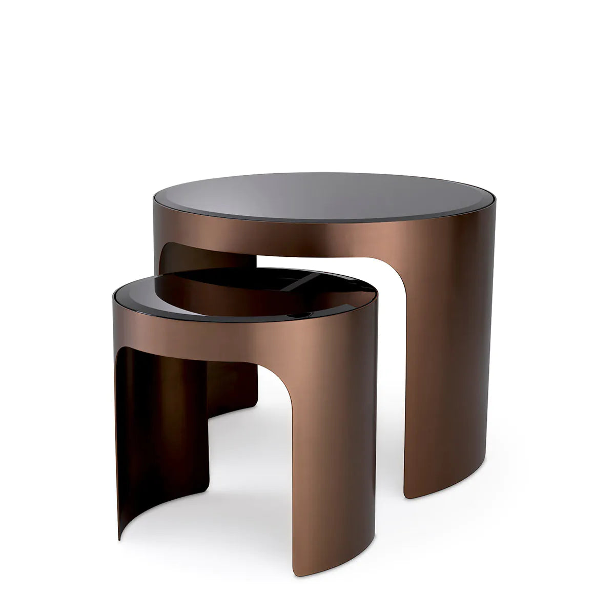 Brushed Copper Glass Side Tables (2) Piemonte