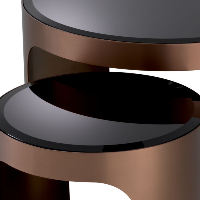 Side Table Piemonte brushed copper finish set of 2