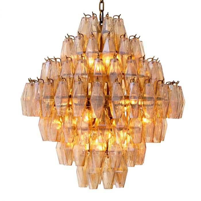 Chandelier Benini L antique brass finish