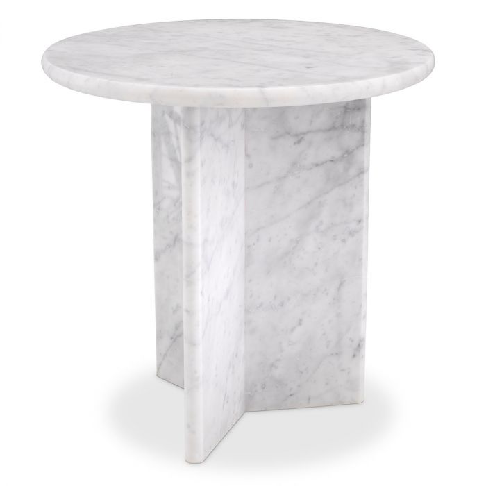 Side Table Pontini honed white marble